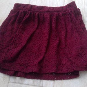 Red lace skirt with belt loops
